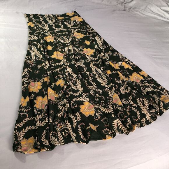 Long Maxi Skirt PullOn Stretch Fall Floral Skirt Size Large Flowy Autumn Colors - Picture 1 of 7